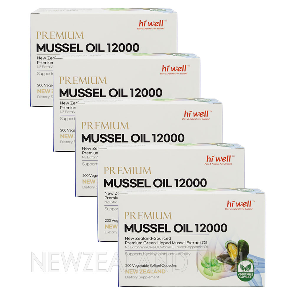[20% 할인행사] 하이웰 초록입홍합 오일 12000mg 200캡슐 5박스