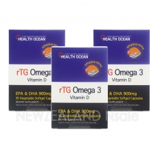 헬스오션 rTG 원어데이 오메가3 900mg 비타민D 30캡슐 3통