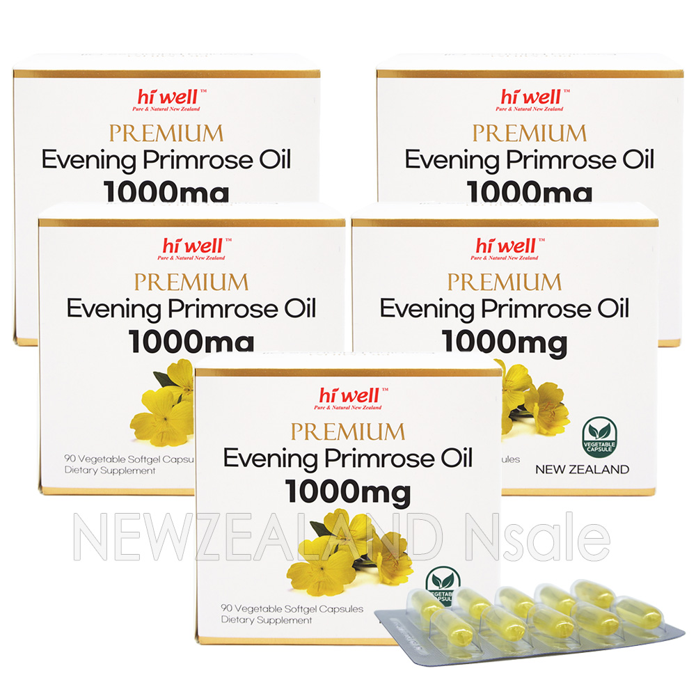 [20% 할인행사] 하이웰 달맞이꽃 종자유 1000mg 90베지소프트젤 5통